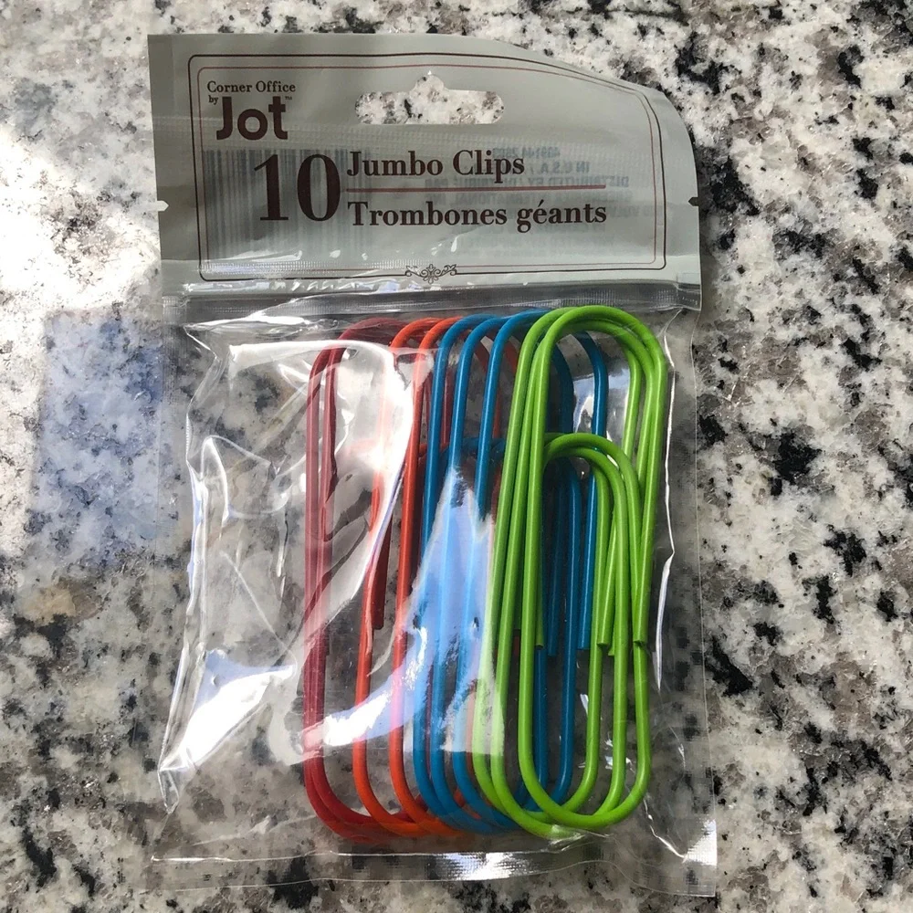 🥤 10 Jumbo Paper Clips, 3 Storage Bins & 1 Jumbo Tray with Paper Clip Design